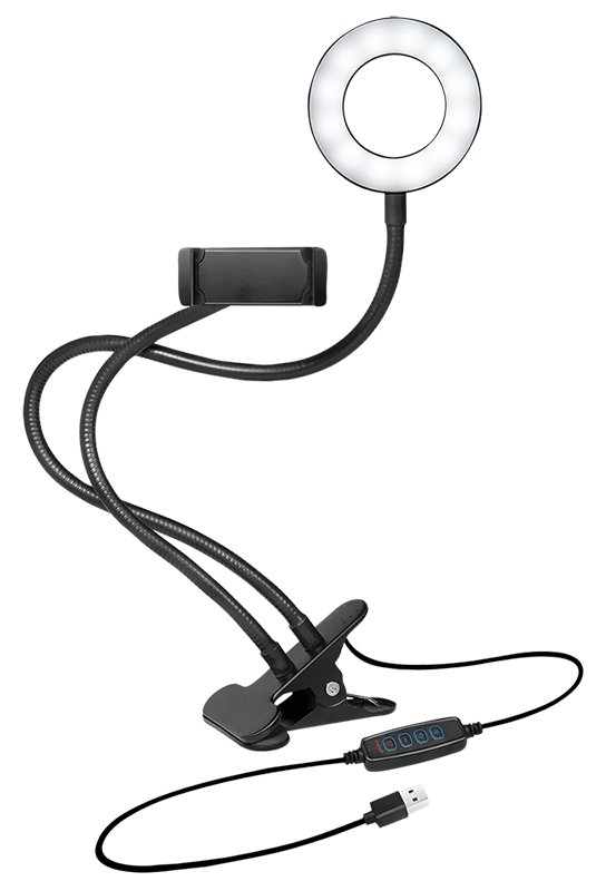 LogiLink Smartphone-Ringlicht-Klemmhalterung 85 mm für Smartphone von 10.16 cm - 17.78