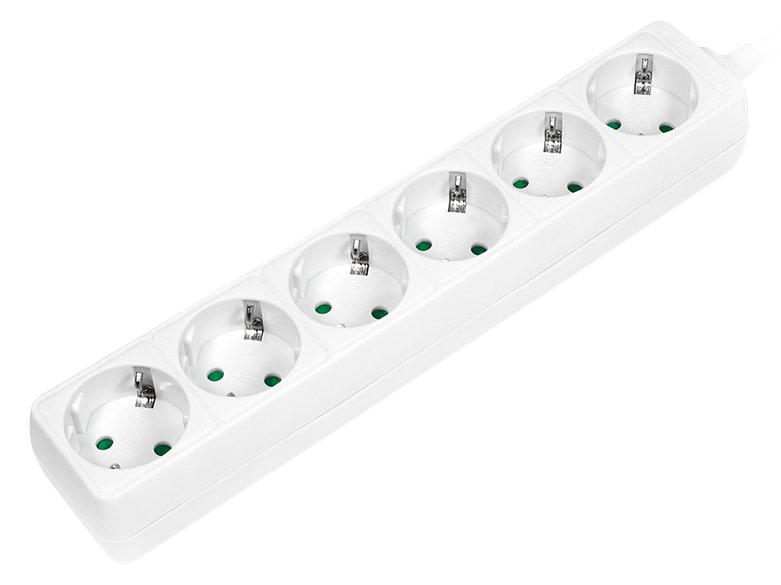 LogiLink Steckdosenleiste - Wechselstrom 250 V - 3500 Watt - Ausgangsanschlüsse: 6 (Typ F) - Weiß