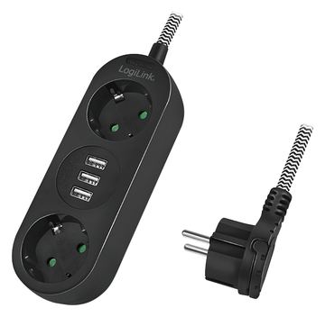 LogiLink Steckdosenleiste - Wechselstrom 250 V - 3680 Watt - Ausgangsanschlüsse: 2 (3 x USB Typ A, 2 x CEE 7/3) von LumaTech