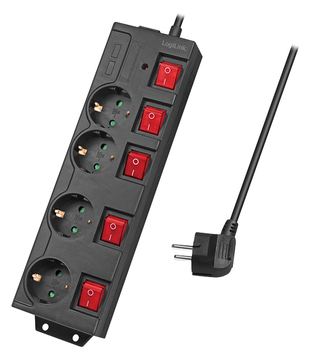 LogiLink Steckdosenleiste - Wechselstrom 250 V - 3680 Watt - Ausgangsanschlüsse: 4 (4 x CEE 7/3) - Schwarz von LumaTech