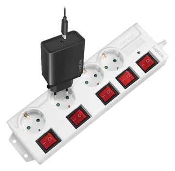 LogiLink Steckdosenleiste - Wechselstrom 250 V - 3680 Watt - Ausgangsanschlüsse: 4 (4 x CEE 7/3) - Weiß von LumaTech