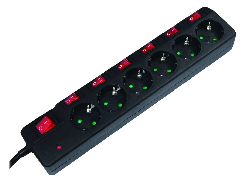 LogiLink Steckdosenleiste - Wechselstrom 250 V - 3680 Watt - Ausgangsanschlüsse: 6 (CEE 7/3)