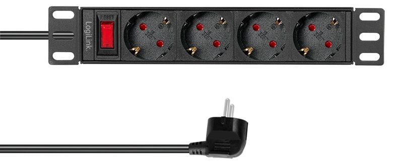 LogiLink Steckdosenleiste 4-fach mit Schalter 10 1HE 2m - Steckdosenleiste