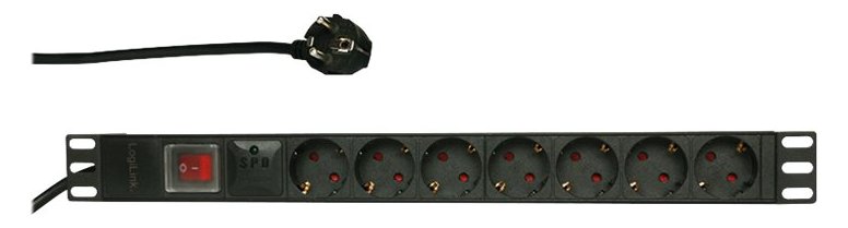 LogiLink Stromverteilungseinheit (Rack - einbaufähig) - Wechselstrom 250 V - 3500 Watt - Eingabe, Eingang CEE 7/7