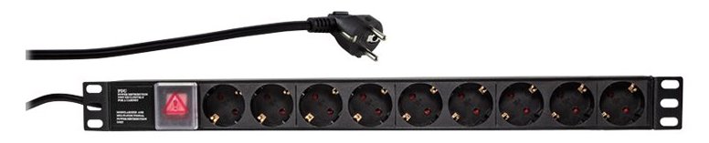 LogiLink Stromverteilungseinheit (Rack - einbaufähig) - Wechselstrom 250 V - 3500 Watt - Eingabe, Eingang CEE 7/7