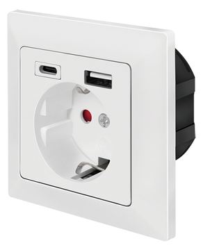 LogiLink Unterputz-Steckdose 1x CEE 7/3 USB-A USB-C von LumaTech
