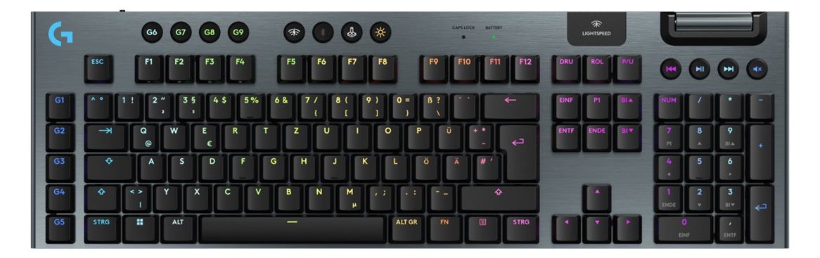 Logitech G G915 X - Tastatur - LIGHTSPEED - kabellos - Bluetooth - USB - GL Tactile - Schwarz - TL: Deutsch, QWERTZ