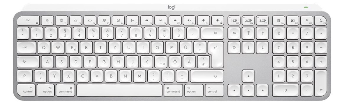 Logitech Master Series MX Keys S for Mac - Tastatur - hinterleuchtet - kabellos - Hellgrau - TL: Deutsch, QWERTZ