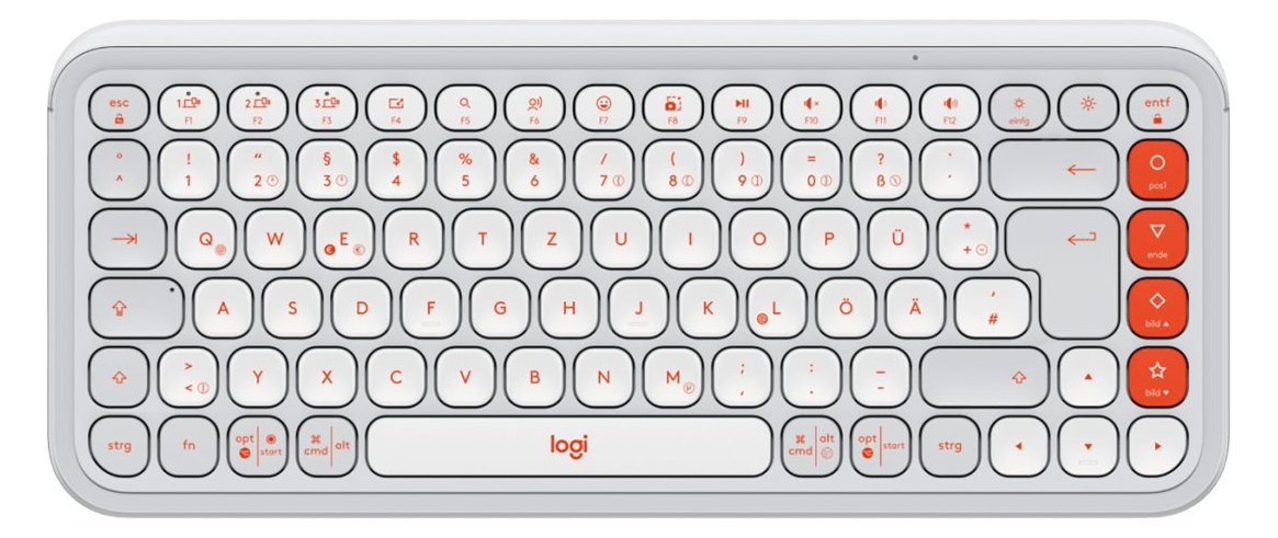 Logitech POP Icon Keys - Tastatur - kabellos - Bluetooth LE - Off White - orange - TL: Deutsch, QWERTZ