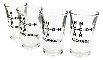 Mad Monkey Shotgläser mit Alkohol-Formel 4er Set von LumaTech