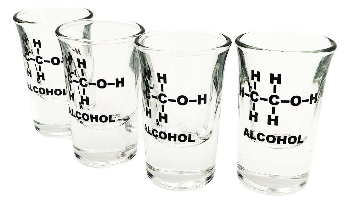 Mad Monkey Shotgläser mit Alkohol-Formel 4er Set