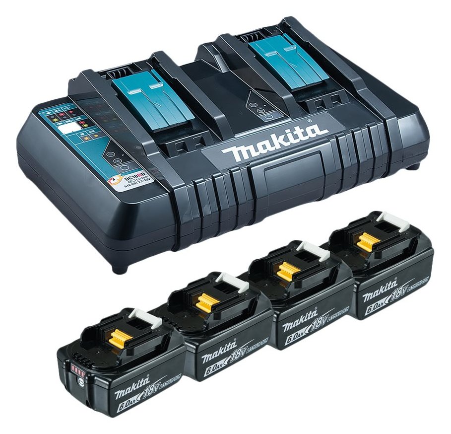 Makita Powersource-Kit Starterset 18V, 6.0Ah, Li-Ionen, 4 Akkus [24.0Ah] [432Wh]