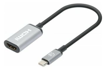 Manhattan Adapterkabel - 24 pin USB-C männlich zu HDMI weiblich - 15 cm - Schwarz - aktiv, unterstützt 4K 60 Hz von LumaTech