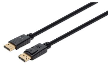 Manhattan DisplayPort 1.4 Cable, 8K@60hz, 2m, PVC Cable, Male to Male, With Latches, Fully Shielded, Black, Polybag von LumaTech