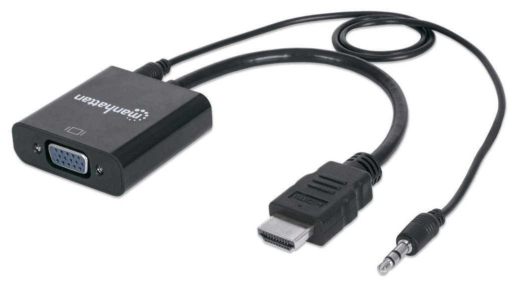 Manhattan HDMI auf VGA-Konverter, mit Audio, optionaler USB Micro-B-Stromport, schwarz - Video- / Audio-Adapter