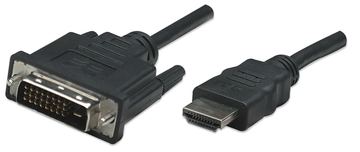Manhattan HDMI to DVI-D 24+1 Cable, 1m, Male to Male, Black, Dual Link, Compatible with DVD-D, Lifetime Warranty von LumaTech