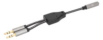 Manhattan Headset Adapter Cable with Stereo Audio Y-Splitter, 3.5mm, Aux, 15cm, Female/2x Male, Splits Single Headset von LumaTech