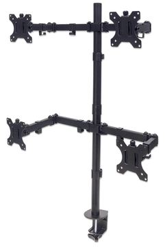 Manhattan TV & Monitor Mount, Desk, Double-Link Arms, 4 screens, Screen Sizes: 10-27, Black, Stand or Clamp Assembly von LumaTech