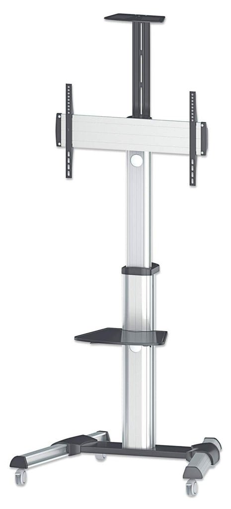 Manhattan TV & Monitor Mount, Trolley Stand, 1 screen, Screen Sizes: 37-65, Silver, VESA 200x200 to 600x400mm, Max 50kg
