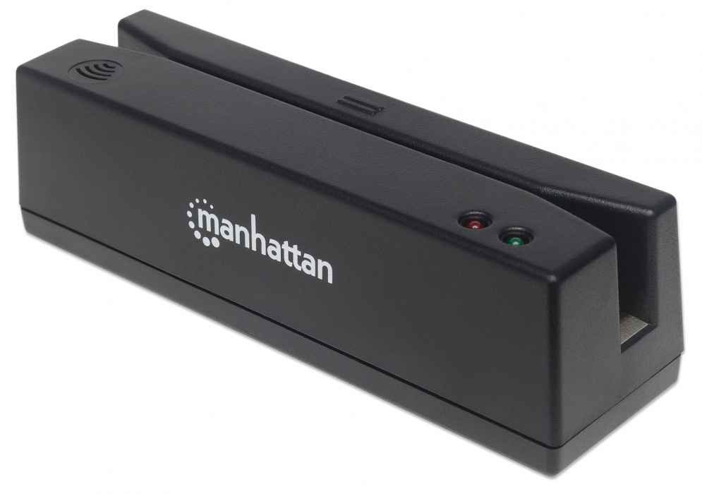 Manhattan USB-A Magnetic Strip Card Reader, Triple Track Reader, Keyboard Wedge Decoder, Cable 1.5m, Black