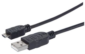 Manhattan USB-A to Micro-USB Cable, 1.8m, Male to Male, Black, 480 Mbps (USB 2.0) von LumaTech
