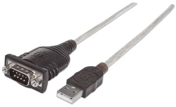 Manhattan USB-A to Serial Converter cable, 45cm, Male to Male, Serial/RS232/COM/DB9, Prolific PL-2303HXD Chip von LumaTech