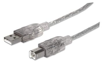 Manhattan USB-A to USB-B Cable, 5m, Male to Male, Translucent Silver, 480 Mbps (USB 2.0) von LumaTech