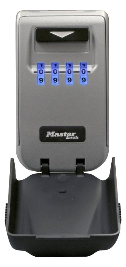 MasterLock Select Access Schlüsselkasten mit beleuchteten Zahlenrädern - Wandhalterung - Wandtresor - Grau - Schlüssel