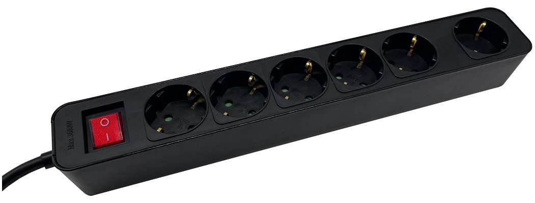 M-CAB SOCKET STRIP 6S PVC 3M BK ECO