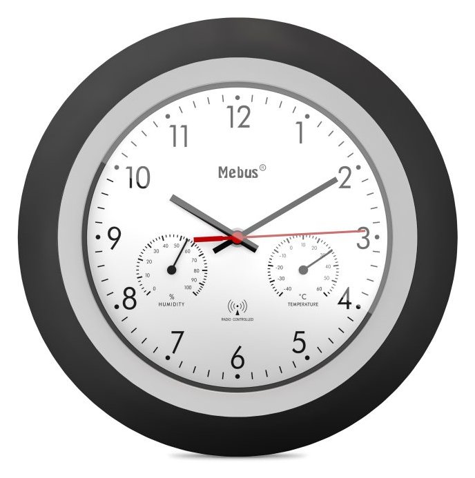 Mebus 19449 - Wand - Digitale Uhr - Rund - Schwarz - Weiß - Kunststoff - Modern
