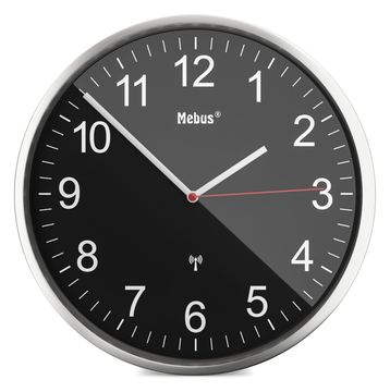 Mebus 19578 - Wand - Mechanische Uhr - Rund - Schwarz - Metallisch - Metall - Modern von LumaTech