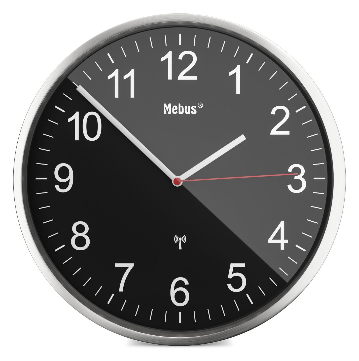 Mebus 19578 - Wand - Mechanische Uhr - Rund - Schwarz - Metallisch - Metall - Modern