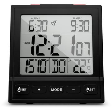 Mebus 25581 - Digitaler Wecker - Quadratisch - Schwarz - 12/24 h - F - °C - Beide Geschlechter