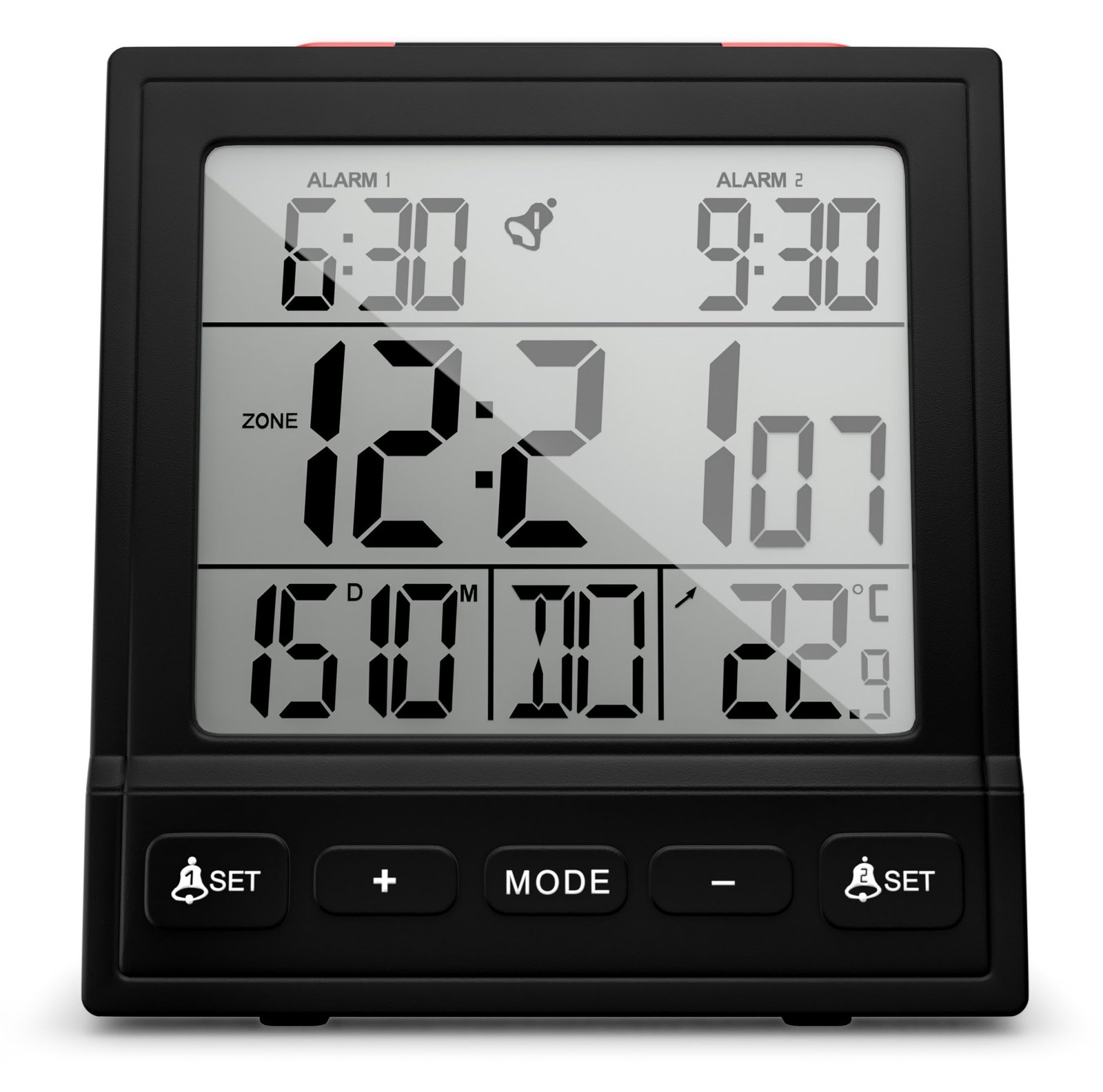 Mebus 25581 - Digitaler Wecker - Quadratisch - Schwarz - 12/24 h - F - °C - Beide Geschlechter