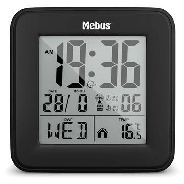 Mebus 25595 - Digitaler Wecker - Quadratisch - Schwarz - 12/24 h - F - °C - Beide Geschlechter von LumaTech