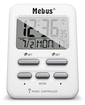 Mebus 25800 - Digitaler Wecker - Rechteck - Weiß - 12/24 h - F - °C - Blau von LumaTech