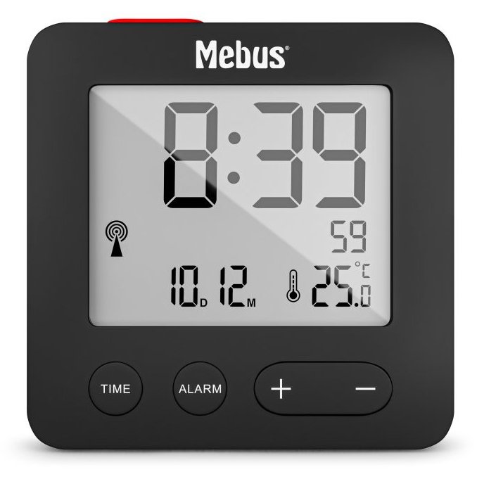 Mebus 25801 wekker - Digitaler Wecker - Sphäre - Schwarz - 12/24 h - F - °C - Weiß