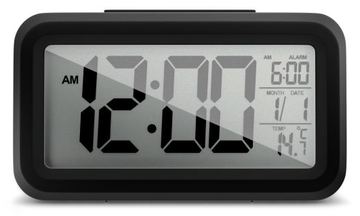 Mebus 42435 - Quarzwecker - Rechteck - Schwarz - 12/24 h - F - °C - LCD