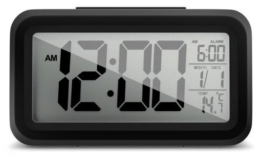Mebus 42435 - Quarzwecker - Rechteck - Schwarz - 12/24 h - F - °C - LCD