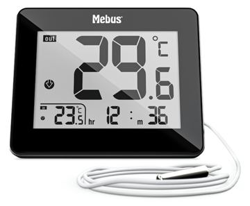 Mebus 48432 - Elektronisches Umgebungsthermometer - Indoor/Outdoor - Digital - Schwarz - Tisch - Rechteckig von LumaTech