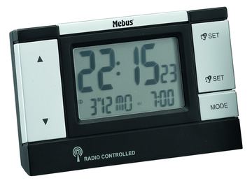 Mebus 51059 - Digitaler Wecker - Schwarz - Silber - 12/24 h - LCD - 2 Zeilen - Akku von LumaTech