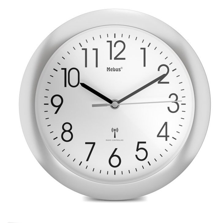 Mebus 52451 - Wand - Digitale Uhr - Rund - Weiß - Kunststoff - Akku