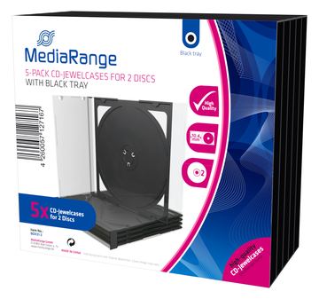 MEDIARANGE Behälter CD-Aufbewahrung - Kapazität: 2 CD/DVD - Schwarz, durchsichtig (Packung mit 5) von LumaTech