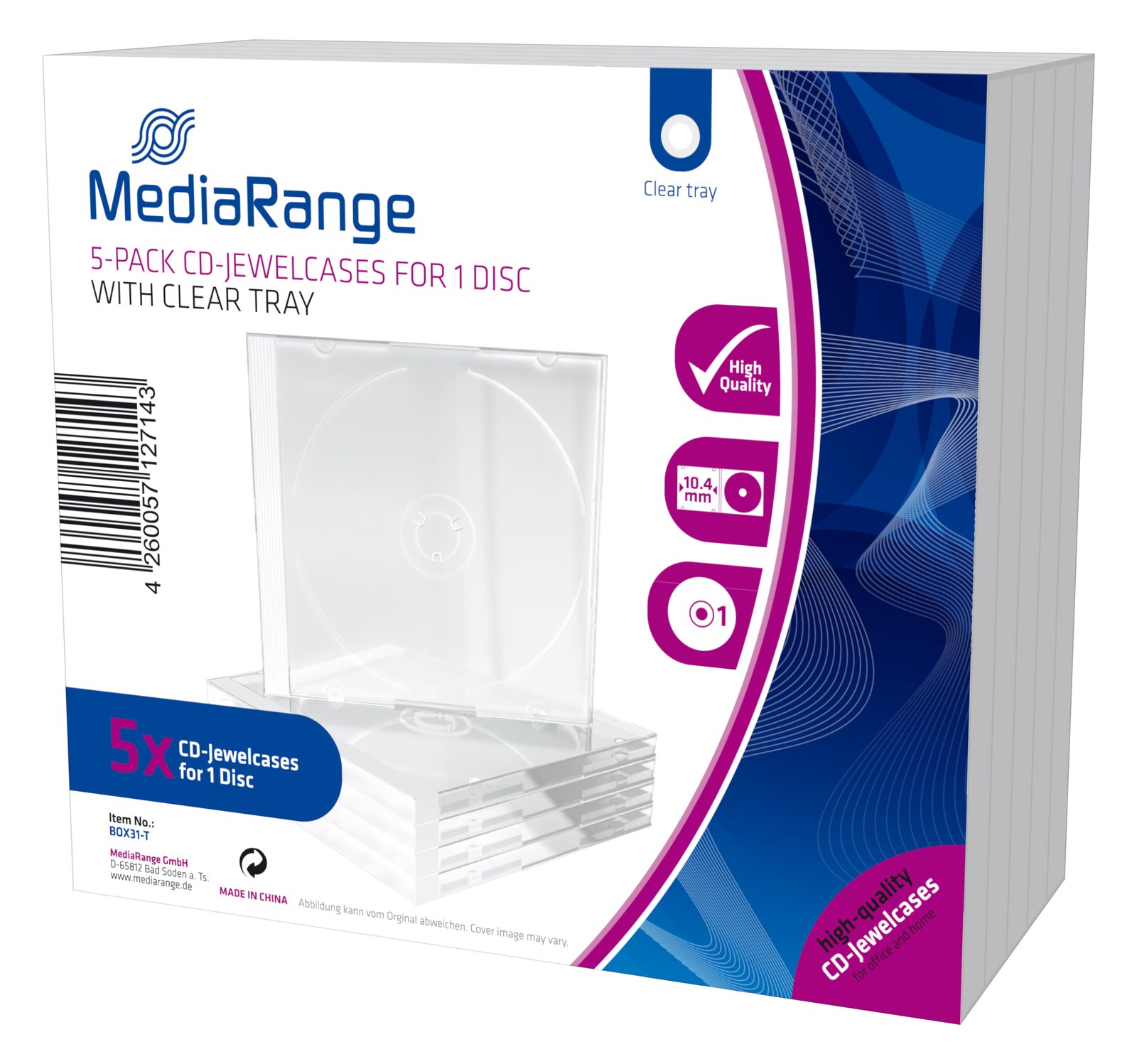 MEDIARANGE BOX31-T - Schmuckschatulle - 1 Disks - Transparent - Kunststoff - 120 mm - RoHS