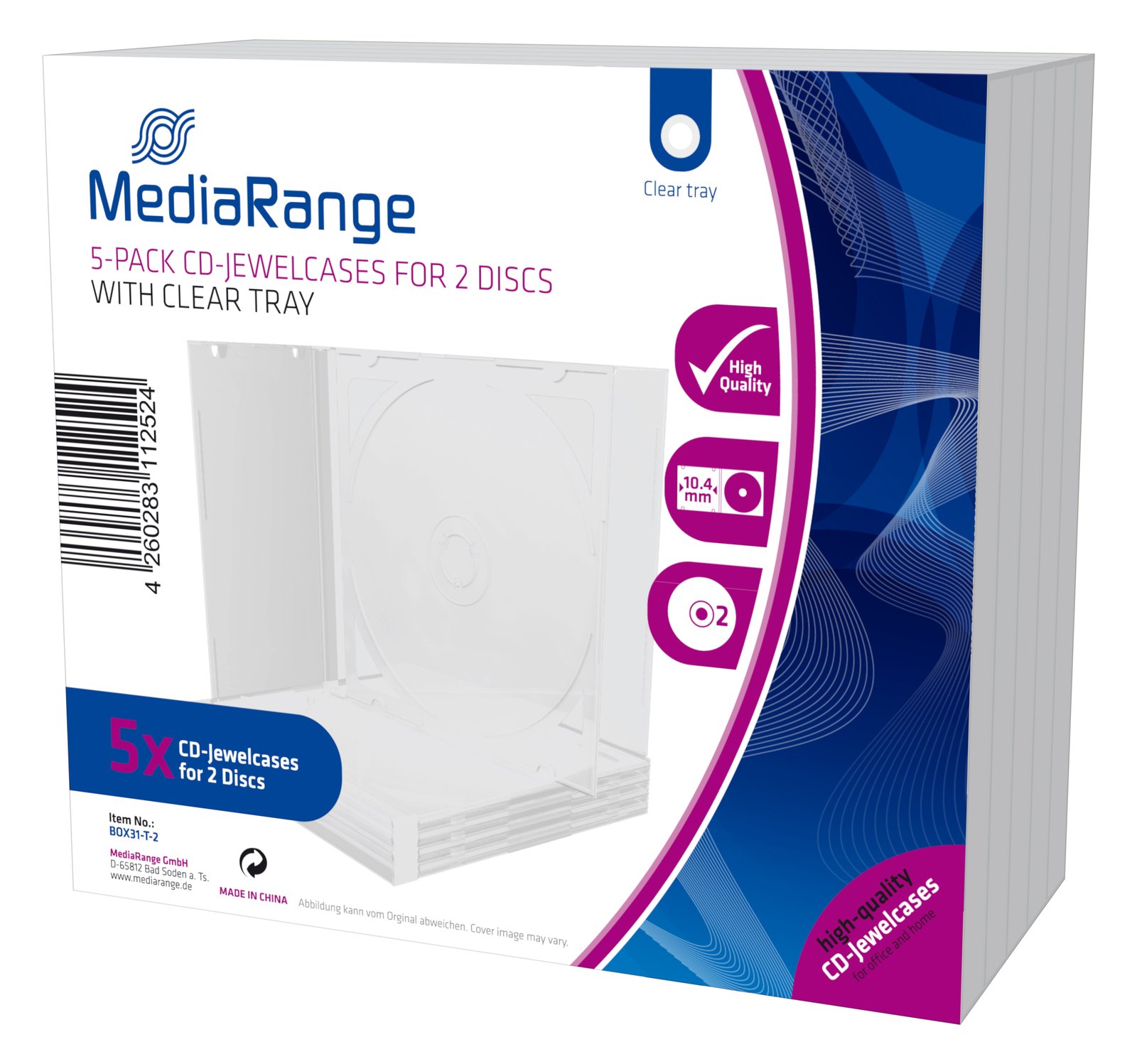 MEDIARANGE BOX31-T-2 - Schmuckschatulle - 2 Disks - Transparent - Kunststoff - 120 mm - RoHS