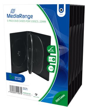 MEDIARANGE DVD Case - Medien-Aufbewahrungsbox - Kapazität: 5 DVD - Schwarz (Packung mit 5) von LumaTech