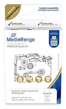 MEDIARANGE Laminiert - permanenter Klebstoff - Schwarz auf Weiß - Rolle (0,6 cm x 8 m) - Etikettenband von LumaTech
