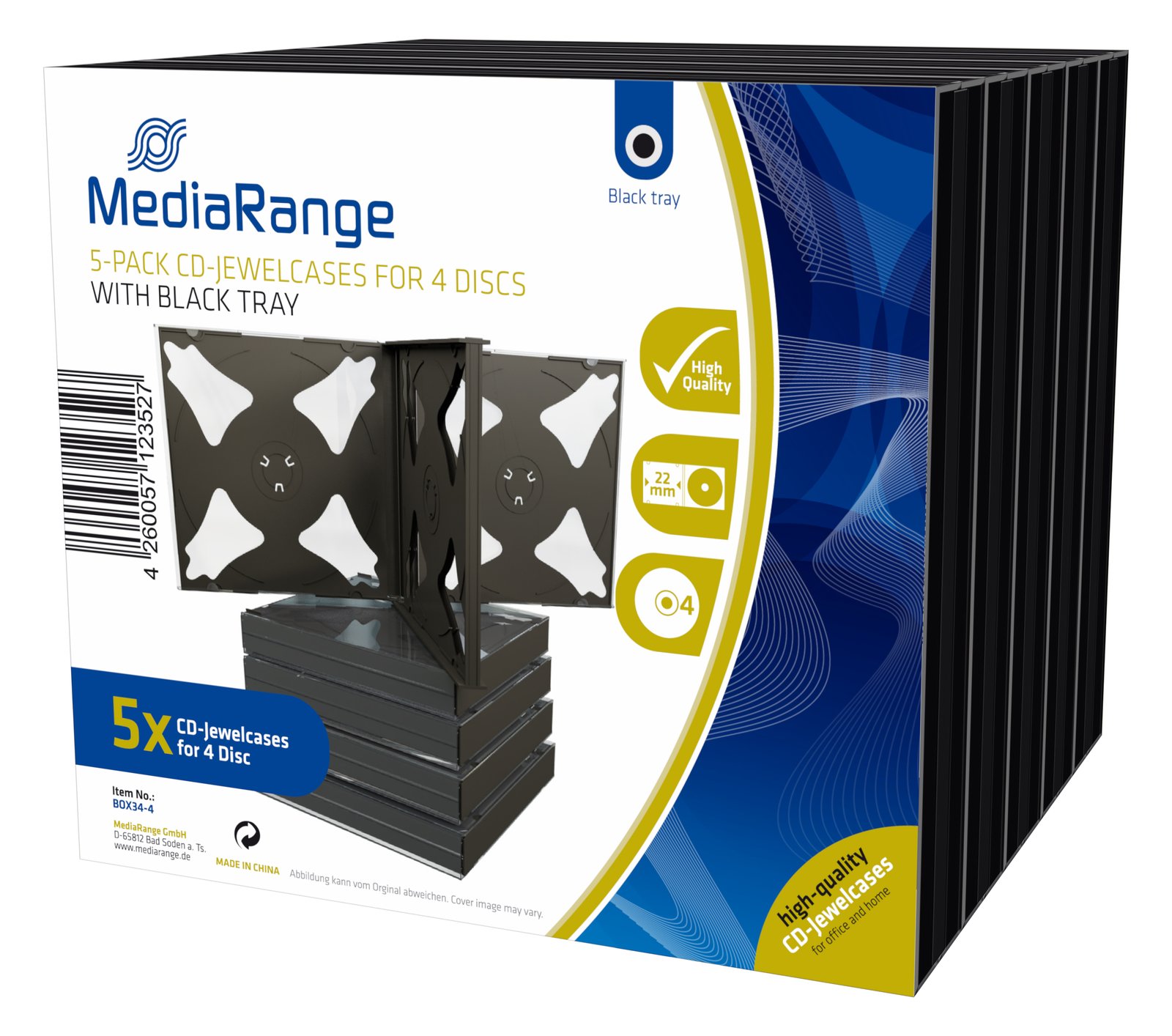 MEDIARANGE Retail pack 4er CD-Jewelcase - Behälter CD-Aufbewahrung - Kapazität: 4 CD/DVD (Packung mit 10)