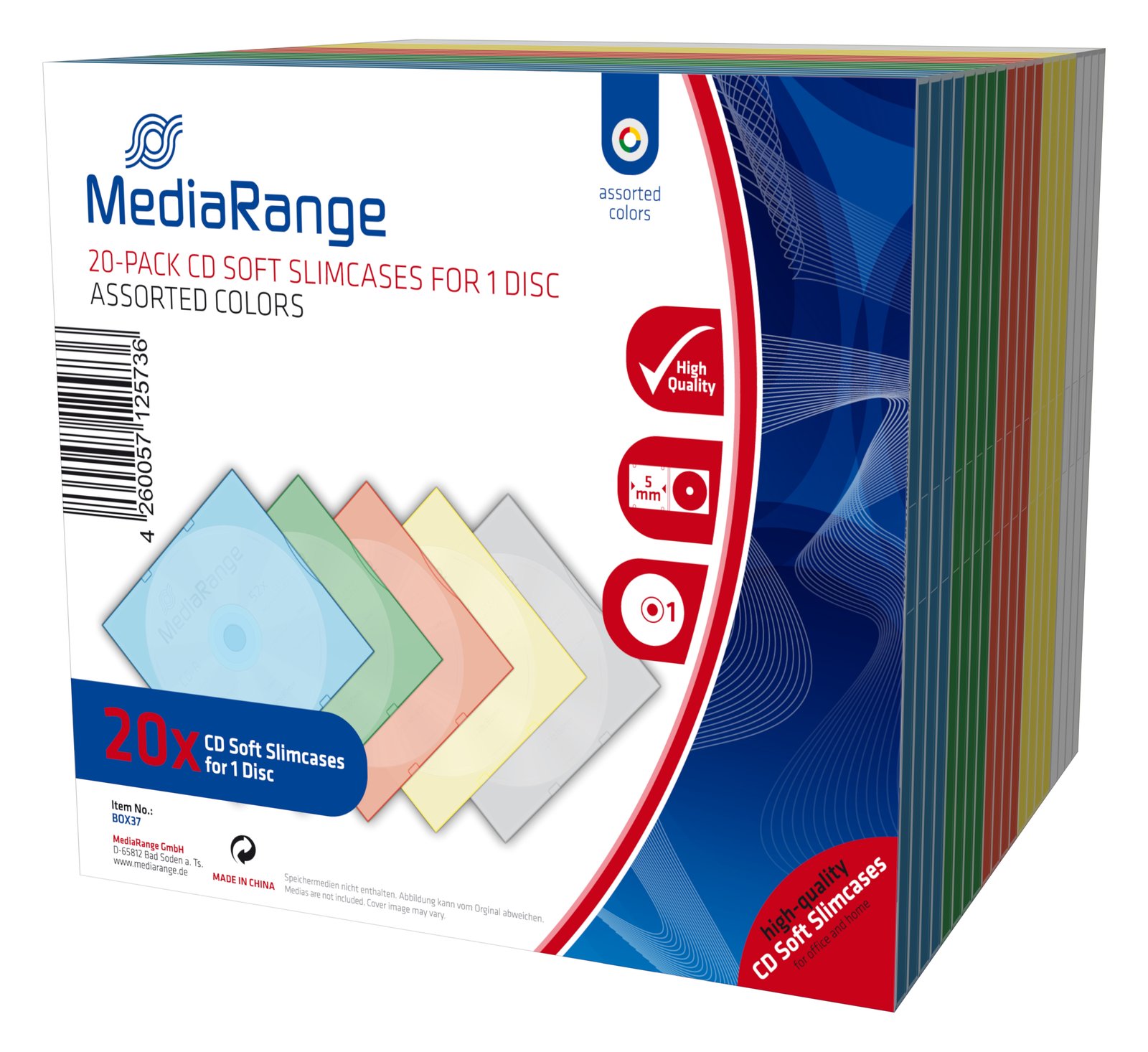 MEDIARANGE Retail-Pack CD-Soft-Slimcase Color (5x4)