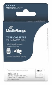 MEDIARANGE Schriftbandka. Brother TZ-231/TZe-231 12mm 4m sw